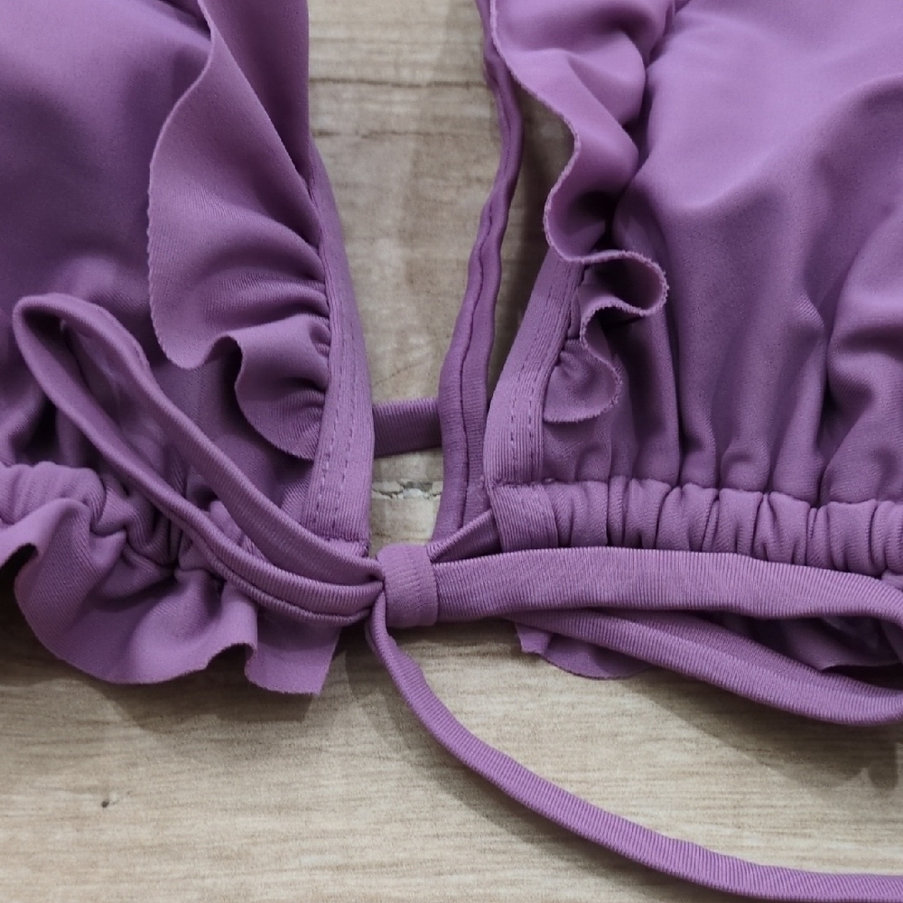 NWT- Old Navy Purple Ruffled Bikini Top. - Picture 2 of 5